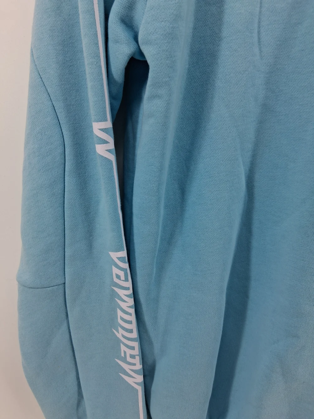 adidas Mahomes Light Blue Crewneck Hoodie with Drawstring & Front Pocket